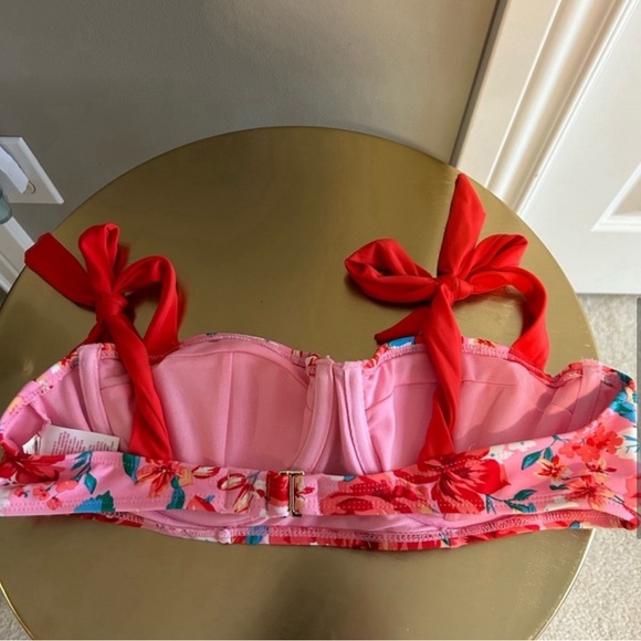 Xhilaration Red and Pink Floral Tie Strap Bikini Top (L) and Bottoms (S) - Picture 7 of 11